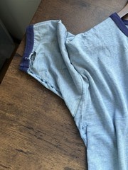 BOXY Vintage 50s 60s Ithaca College Ringer Shirt Heather Blue XL Airtowne Mills