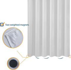 Short Fabric Shower Curtain Liner 72 X 65 Shorter Length, Hotel Quality, Washabl
