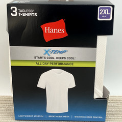 Hanes Mens White T Shirts 3 Pack Tagless X-Temp All Day Performance Size 2XL