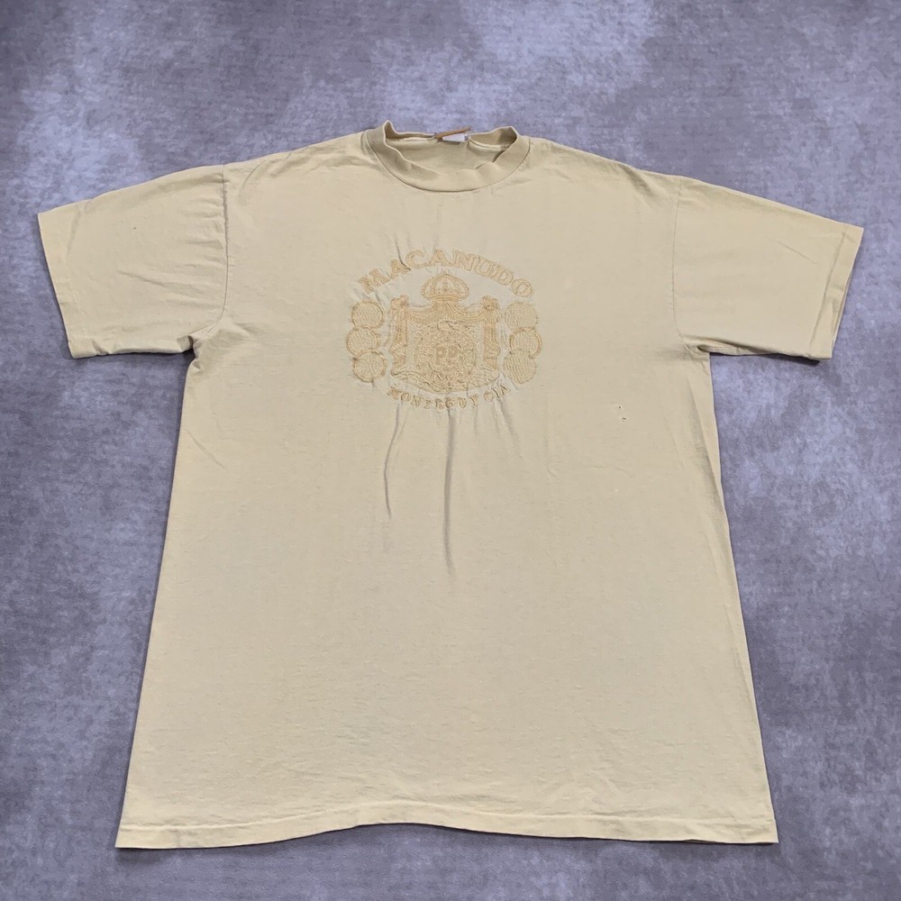 Vintage 90s Macanudo Cigars Shirt Size L Single Stitch Montego Y Cia Smoking