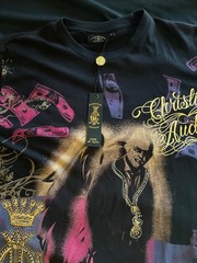 Brand New With Tags Christian Audigier Black Multi Colored Shirt Size M