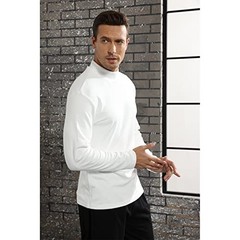 Mens Half Turtleneck Long Sleeve Pullover Basic Designed Small White