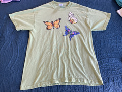 Lot of 6 VTG SINGLE STITCH Yellow Butterfly Print T-Shirts Size L/XL