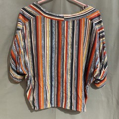 Mustard Seed button-front blouse a colorful striped pattern Size M Boho TG2078