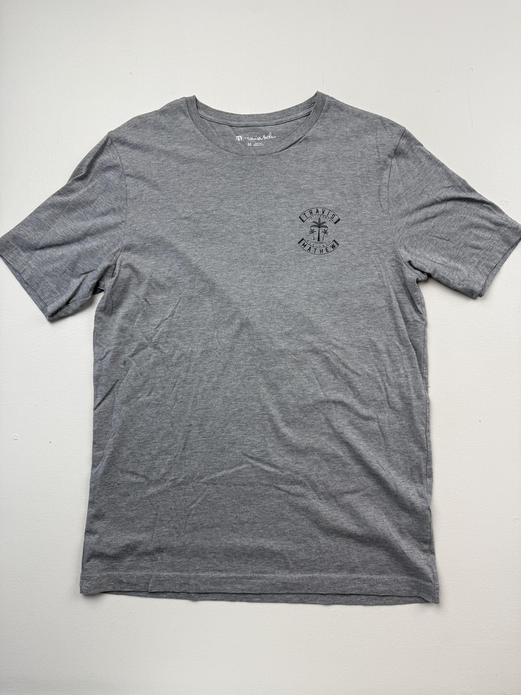 Travis Mathew Shirt Mens Medium Gray California Palm Tree Graphic Tee Tagless