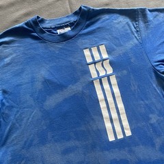 Vtg 1980s Integrated Service Solutions T Shirt Mens L Blue Bleach Dye Hanes 80s