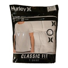 3 PACK HURLEY MENS CLASSIC FIT T-SHIRT ULTRA SOFT TAG FREE – White SZ Large