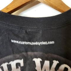 Lone Wolf No Club Biker Motorcycle Double-Sided/Flame Sleeves Graphic Tee Sz L