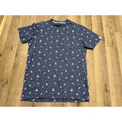 Free Planet T-Shirt Mens Small Blue Surf Print Pocket Crew Neck Casual Excellent