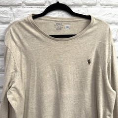 Polo Ralph Lauren Mens XL Classic-Fit Jersey Long-Sleeve T-Shirt Khaki Pony Logo