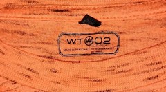WT02 Men’s Longline Curved Hem T-Shirt Orange Side Zipper Streetwear Size L