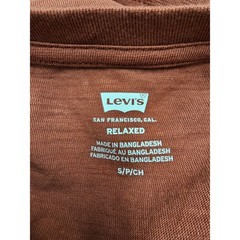 Levis Mens 501 Quality Jeans Graphic T-Shirt Relaxed Fit Rust Brown Small NEW