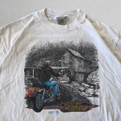 Vintage 80s Harley Davidson 3D Emblem Freedom Mill Biker Charlotte NC T-Shirt XL