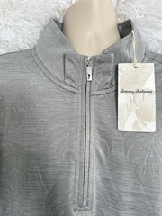 Tommy Bahama Big & Tall Men’s Size 2XLB Gray Half Zip Monsterra Fade Shirt NWT