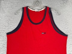 Tommy Hilfiger Jeans Shirt Adult Large Red Tank Sleeveless Scoop Nec Cotton READ