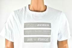 Avirex Mens T-Shirt New XXL White Graphic Design Crew Neck Air Force