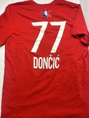 Red Nike Tee Dri-Fit T Shirt Size M’ All Star #77 Doncic White Letters