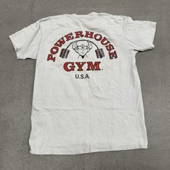 Vintage Powerhouse Gym T-Shirt Mens M USA White Bodybuilding signed
