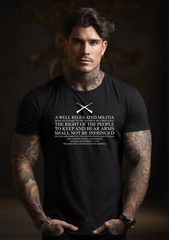 Mens Pro Gun T-shirt Constitution Well Regulated Militia Shirt Patriotic