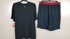 JORDAN XII RETRO 12 FLU GAME OUTFIT SHIRT + SHORTS SET BLACK RED (SIZE 3XL 2XL)