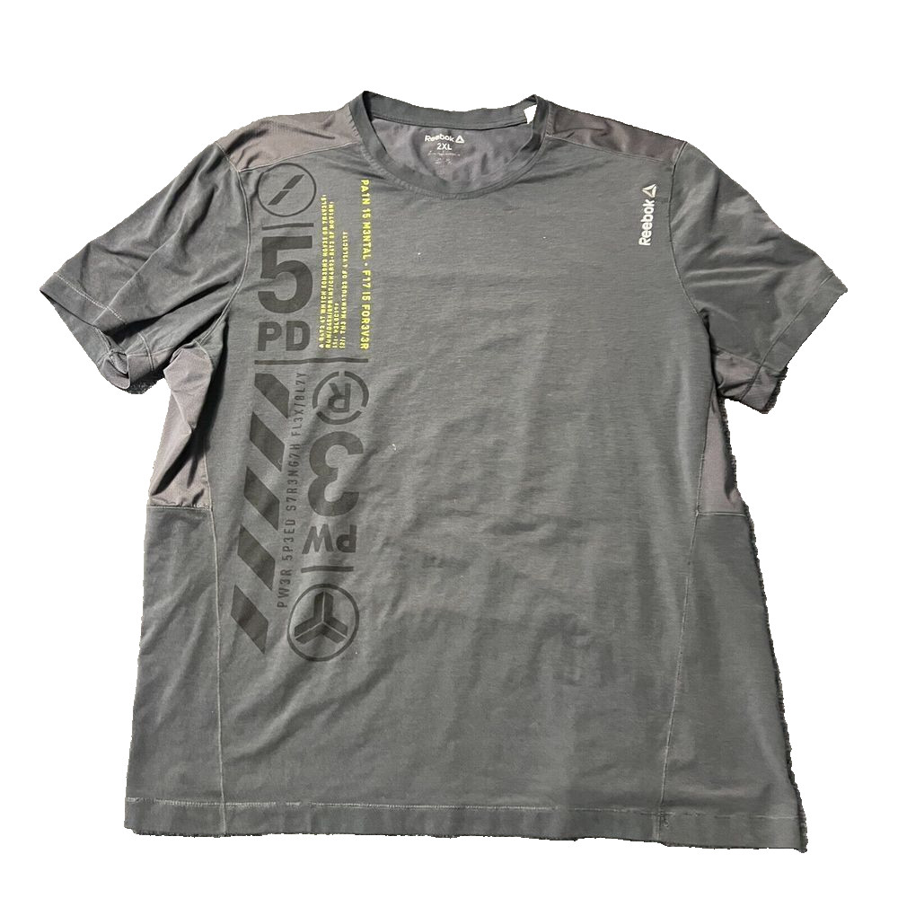 Reebok Shirt Mens 2XL Gray Short Sleeve Crew Light Weight Training EUC