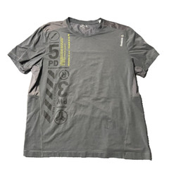Reebok Shirt Mens 2XL Gray Short Sleeve Crew Light Weight Training EUC
