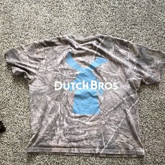 Lonely Ghost Dutch Bros Camo Graphic Logo Crew Neck Short Sleeve Tee Gray/Blue M