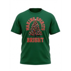 Holiday Time Men’s Graphic T Shirt 2XL Green “Making Spirits Bright” Christmas