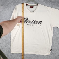 Indian Motorcycle Shirt Mens 2XL White Logo Graphic Pima Cotton Biker Tee Retro