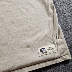 Vintage Russell Athletic Shirt Mens XL Beige Pro Cotton Blank Crew Tee Made USA