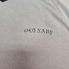 Old Navy Men’s M Light Blue/Navy V-Neck Ringer T-Shirt 8 Graphic Gothic font