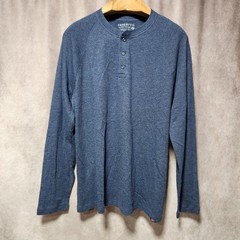 Faherty Cloud Cotton Henley Mens XL Navy Blue Heather l/s Raglan Shirt Pima