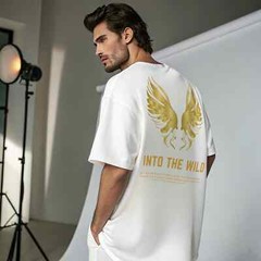 Men motivational graphic text printed oversized white T-shirt