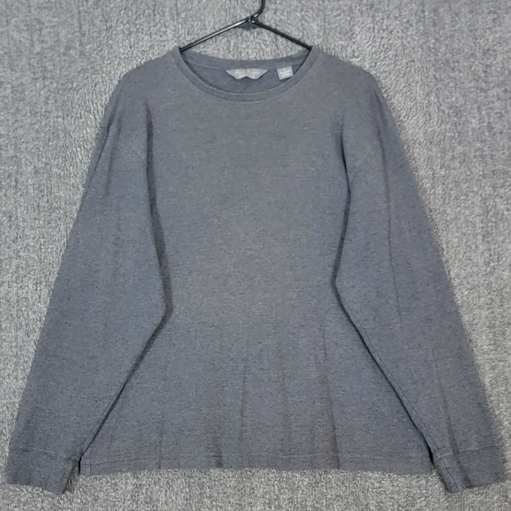 Daniel Cremieux T-Shirt Mens Large Gray Long Sleeve 100% Pima Cotton Crewneck