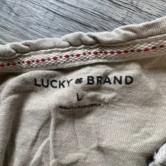 Lucky Brand Henley Shirt Mens Large Tan Short Sleeve Cotton Casual Basic Top