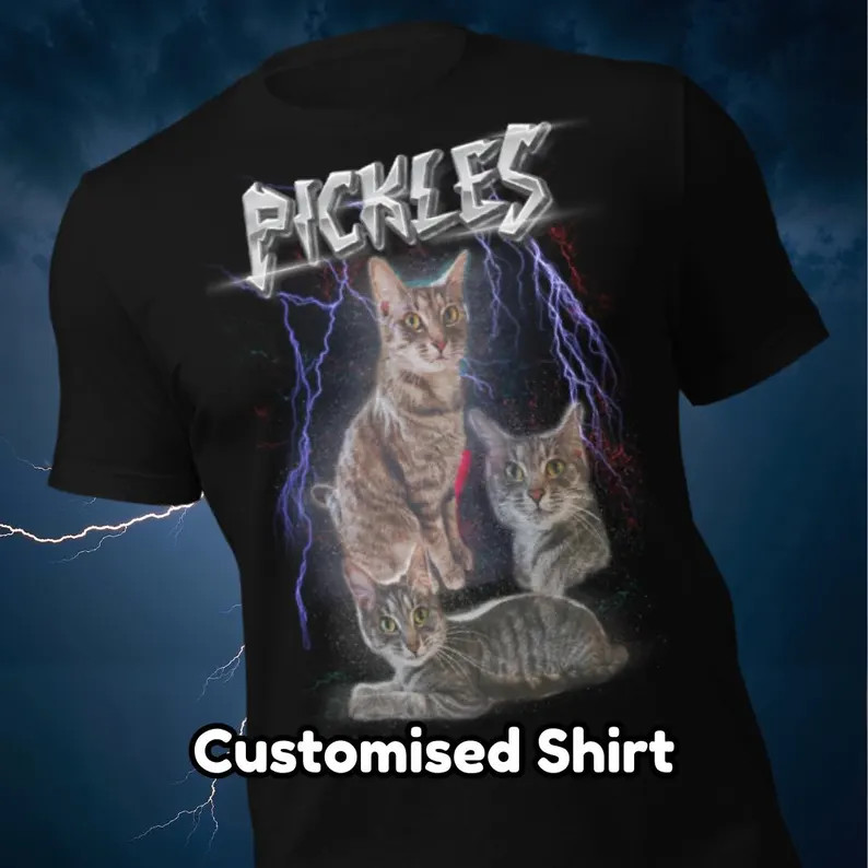 Custom Pet Portrait Comfort Tee Personalized Dog Cat Photo Shirt Gift