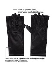 Long Black Opera Party Gloves for Women 1920s 20s Satin Gloves Elbow Length B…