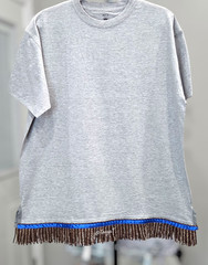 Hebrew Israelite Clothing Men’s true to size gray T-Shirt with Fringes