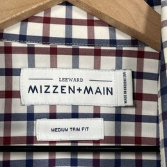 Mizzen Main Shirt M Trim Fit White Check Stretch Performance Long Sleeve Button