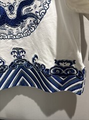 All Over Embroidered Dragon Chinese Short Sleeve Tee Size M Stunning Beautiful