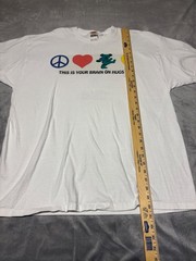 Fruit Of The Loom Heavy Mens 2XL White Grateful Dead Brain on Hugs T Shirt