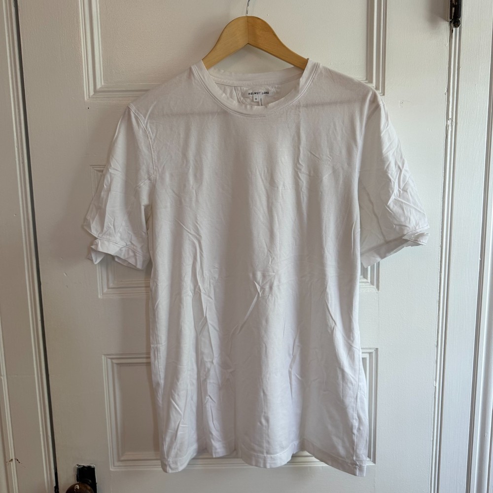 Helmut Lang White T Shirt Mens Designer Minimalist Cotton Crew Neck Archive
