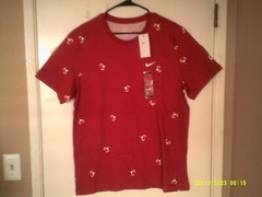NEW NIKE GOLF TIGER WOODS “All Over Print Frank Tee” MEN’S MAROON T-SHIRT LARGE