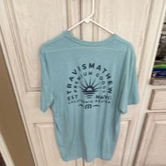 TravisMathew Men’s Blue Graphic Logo Crew Neck Short Sleeve T-Shirt Size L