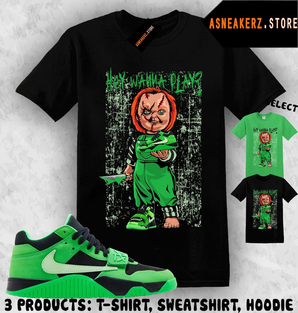 Tee Shirt Matching Travis Scott Jumpman Jack Green Spark To Match Sneaker Chucky