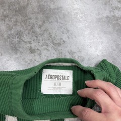 Aeropostale Shirt Mens Medium Green Thermal Long Sleeve AERO NY Logo Graphic