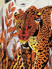 Head or Tails Men’s Rhinestones Beaded / White/Orange Tiger T-shirt Size M