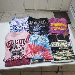 Bulk Lot 48 Tie Dye Shirts Size XL Assorted Graphics Sports Anime Festival