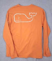 VINEYARD VINES POLO MENS COTTON T-SHIRT M POCKET TEE ORANGE WHALE LONG SLEEVE
