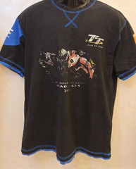 TT Isle of Man 2011 Centenary Motorcycle Race Graphic T-Shirt Black Blue Men’s L